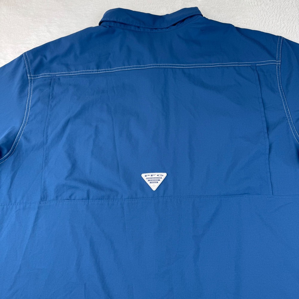 Columbia PFG Fishing Shirt Mens XXL Blue Short Sleeve Ventilated Omni-Shade - Picture 12 of 14